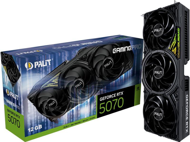 Palit Grafikkarte GeForce RTX 5070 GamingPro 12 GB GDDR7 Gamer-Grafikkarte mit 12 GB GDDR7-Speicher