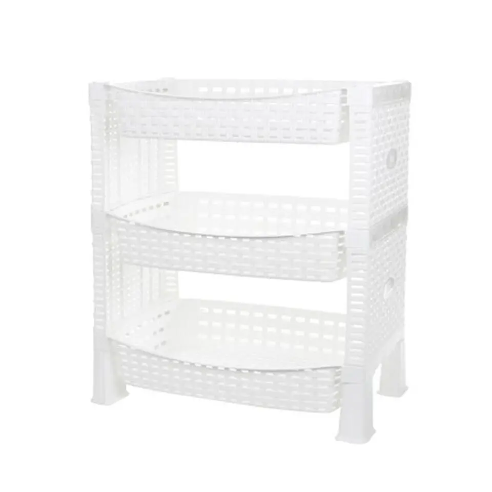 CM keuken opbergrek - 3-laags - wit - kunststof - 47 x 41 x30cm