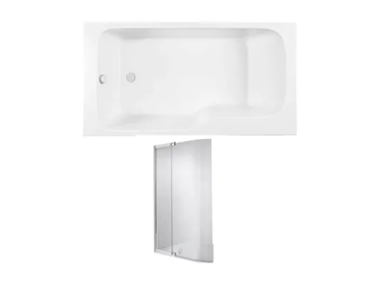 Baignoire bain douche JACOB DELAFON Malice antidérapante + pare bain 160 x 85, version gauche