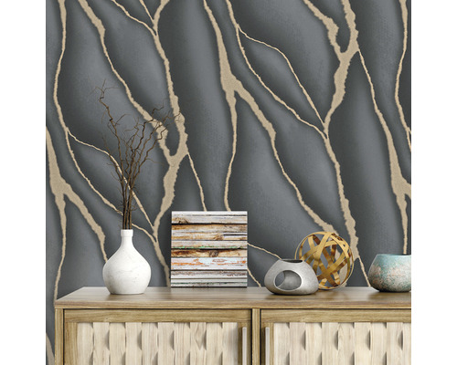 Vliesbehang 10345-15 Elle Decoration 3 Steenlook Zwart