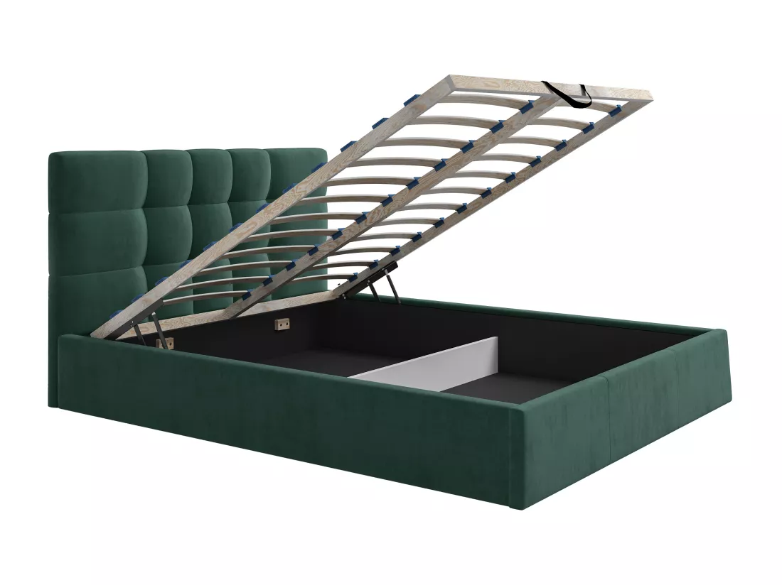 Lit coffre 180 x 200 cm - Tissu - Vert sapin + Matelas - ELIAVA de Pascal Morabito
