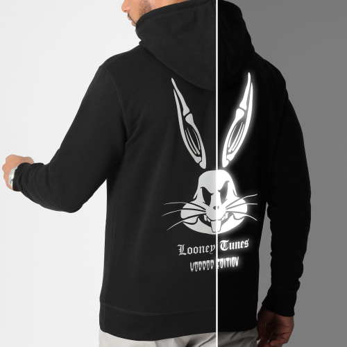 Sweat Capuche Horror Edition Bugs Bunny Graffiti Noir Argenté Réfléchissant