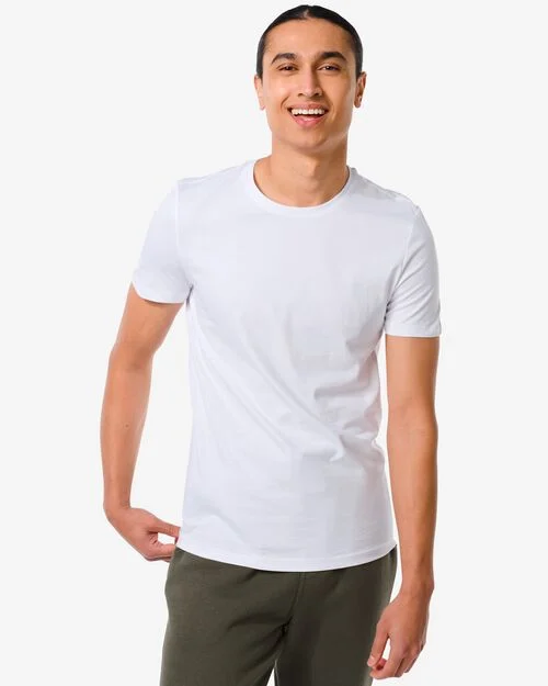 2 t-shirts homme regular fit col rond blanc