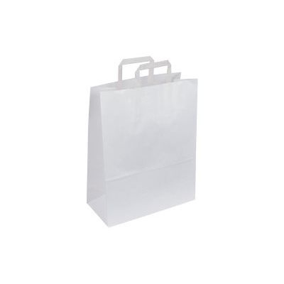 50 Sacs cadeau kraft - poignées plates - 18 cm x 8 cm x 22 cm - blanc