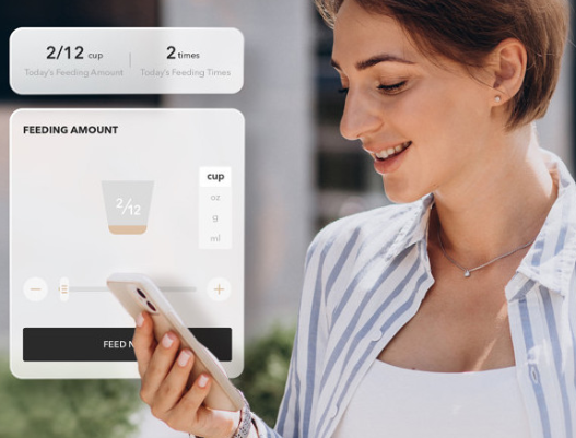 (5L) Granary WiFi Dual Feeder Automatischer Haustier Futter Spender inkl. Sprachaufzeichnung / App Steuerung (PL-AF103-96B) - Schwarz