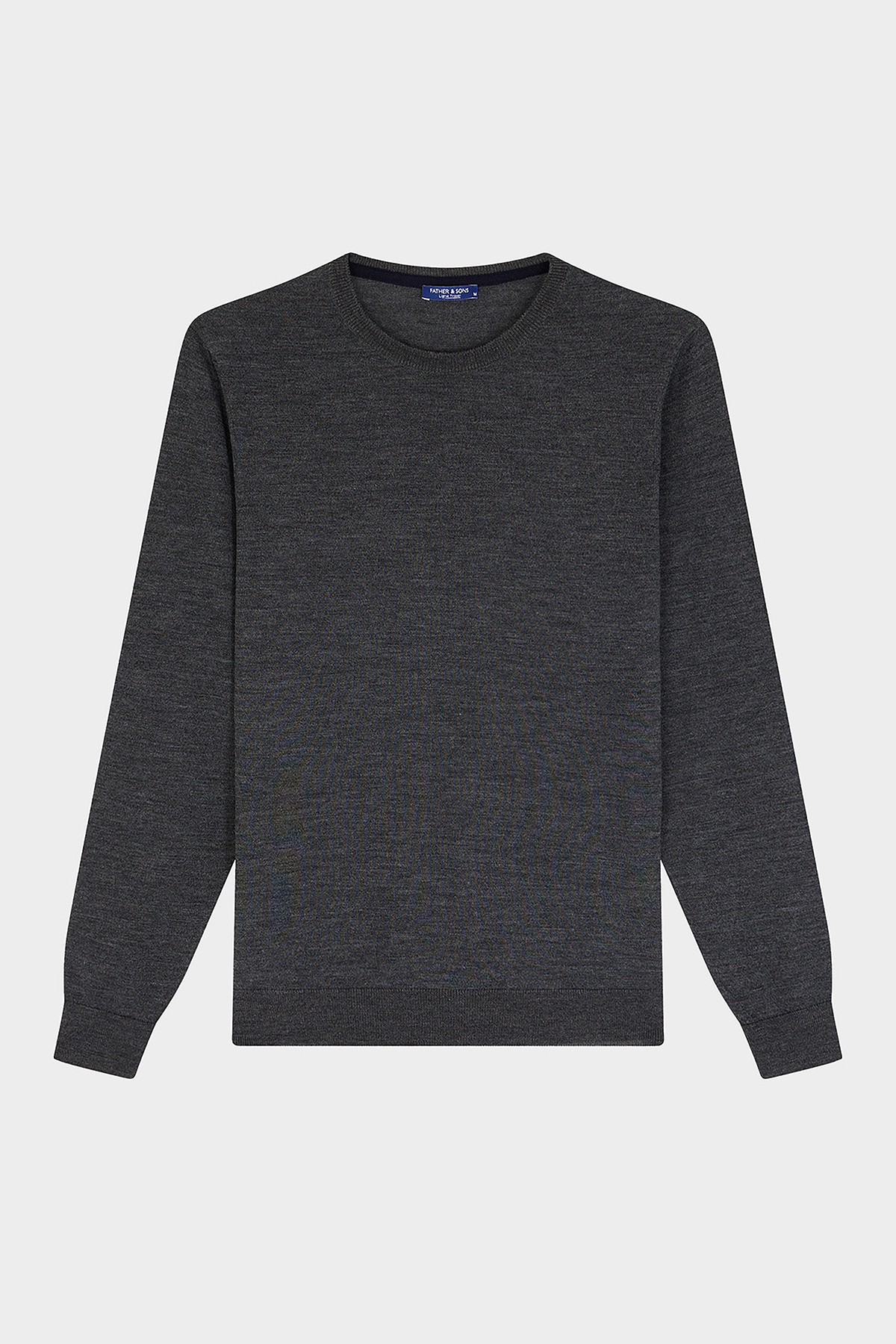Pull col rond en laine Mérinos unie grise