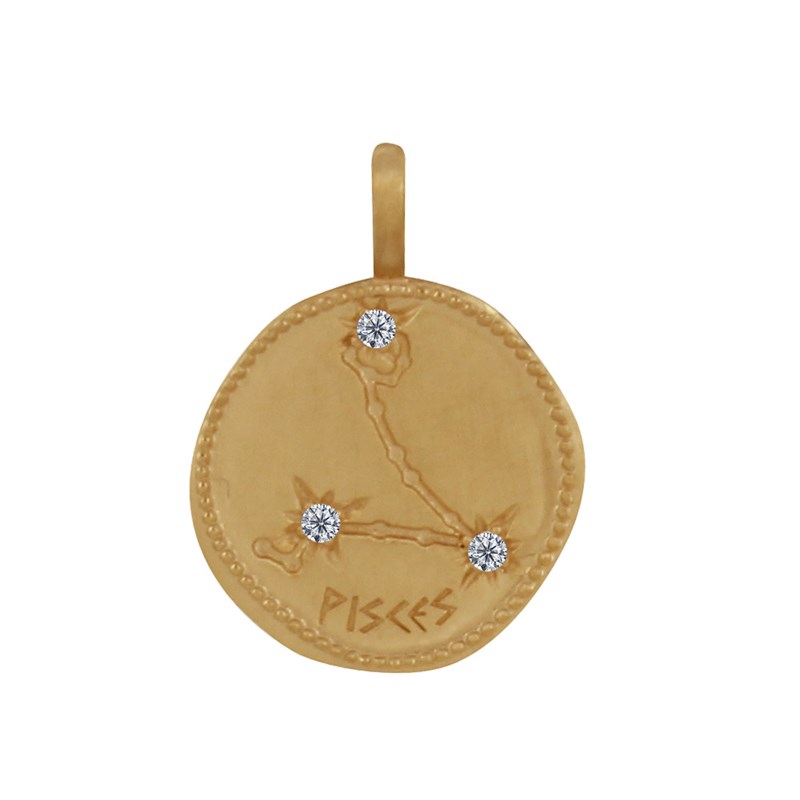 Pendentif Plaqué Or Constellation Poisson et Strass