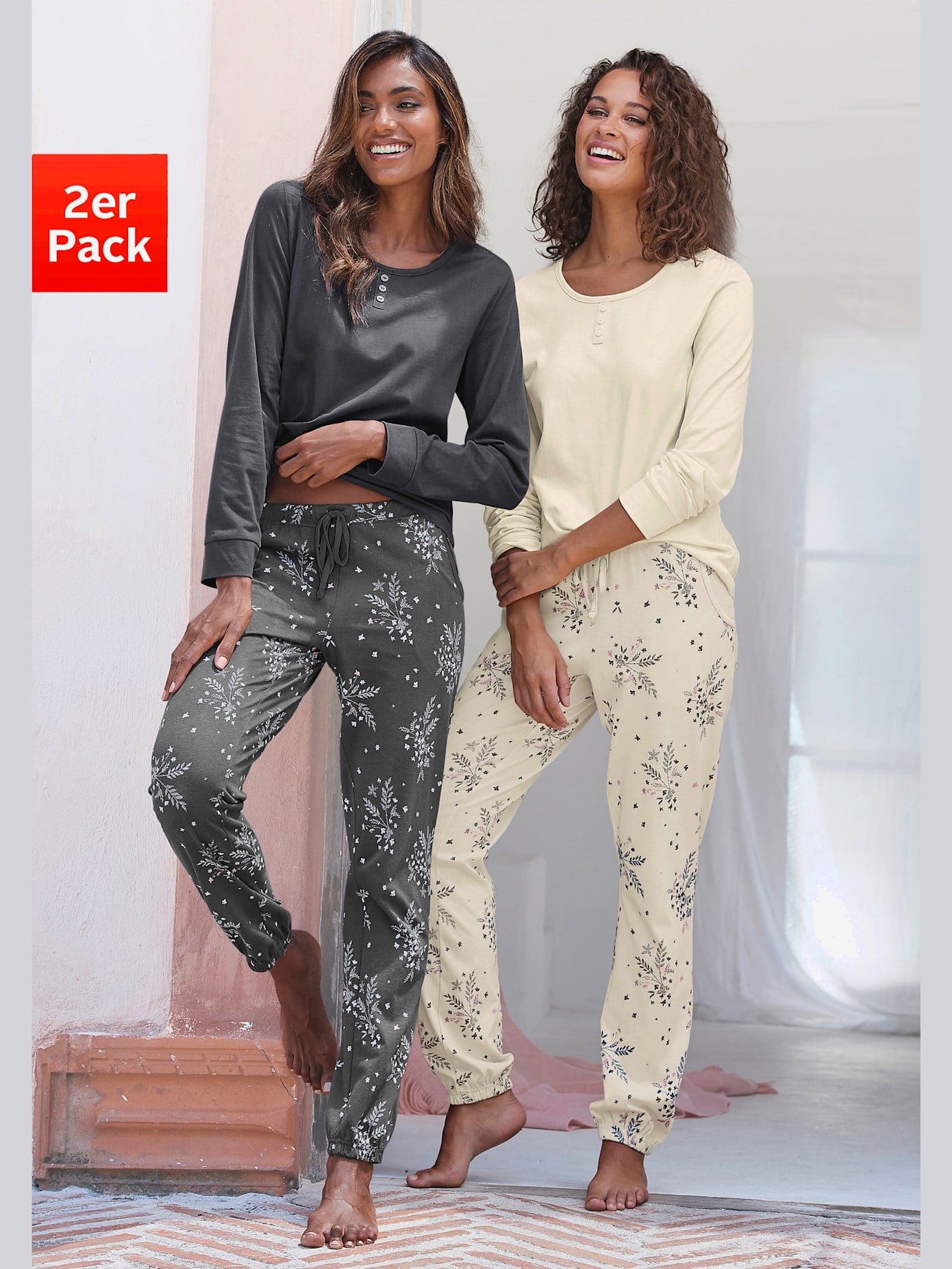 Lot de 2 pyjamas avec imprimé branches florales