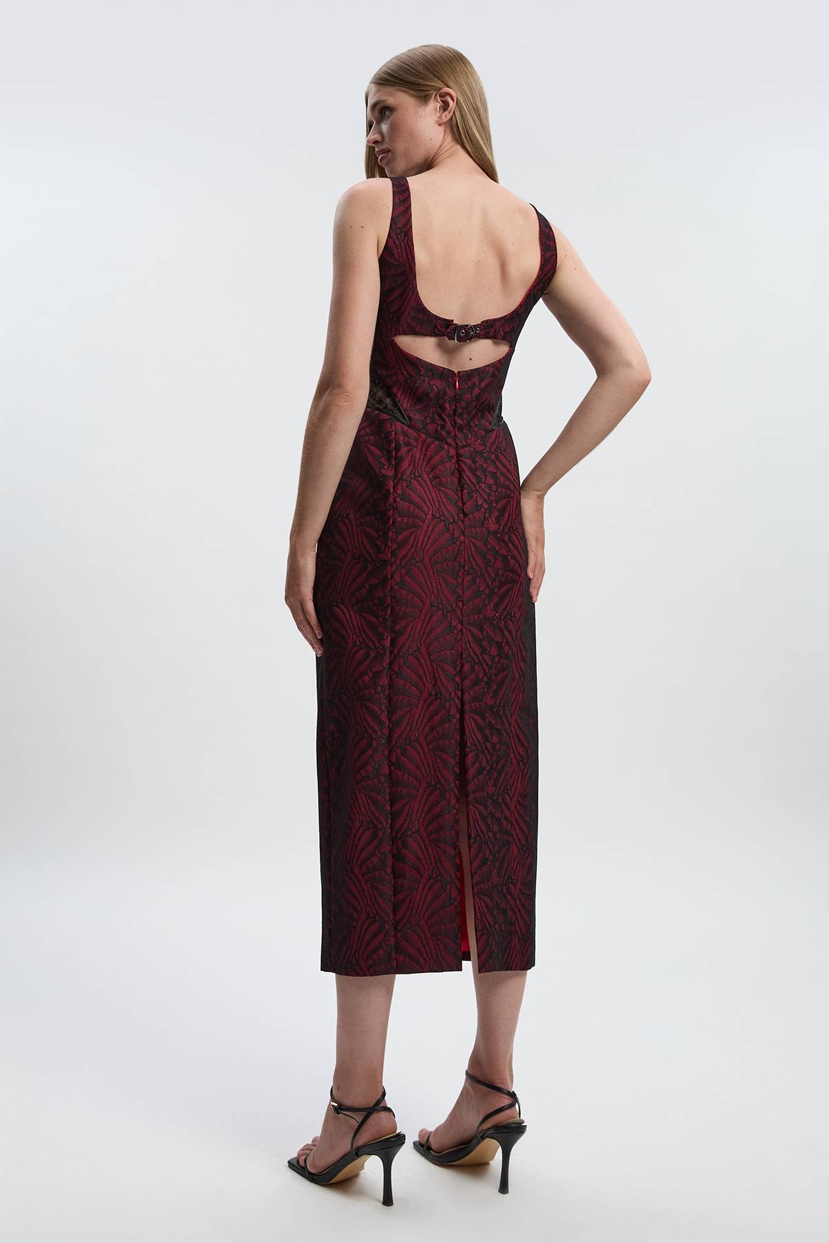 KarenMillen Robe Longue Crayon Ajustée en Dentelle Premium