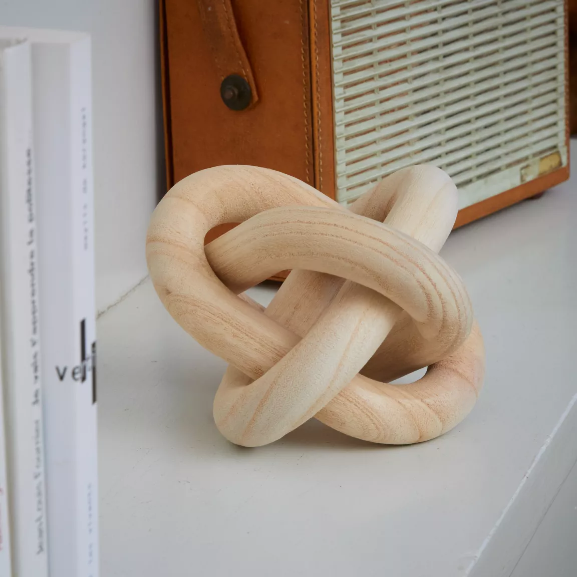 Nœud en bois à poser (15 x 15 cm) Chaîne Beige