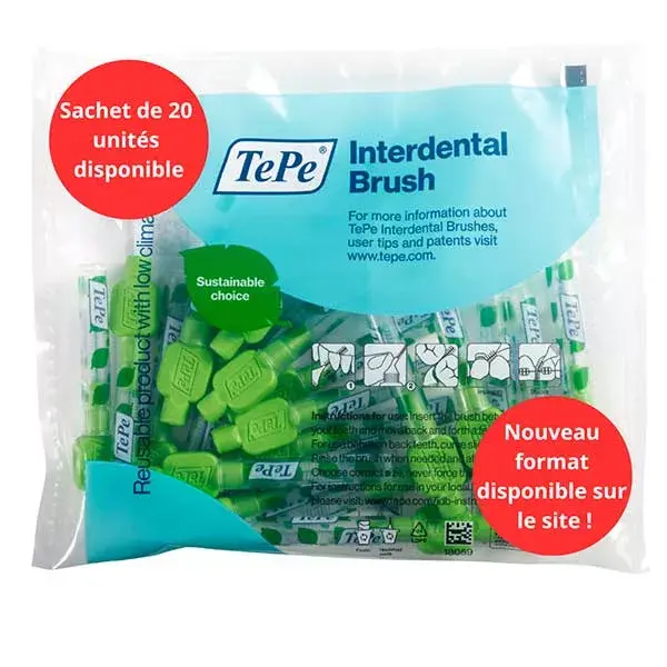 Escova interdental TePe Eco-Responsible ISO 5 / 0,80 mm, pacote com 6 unidades.