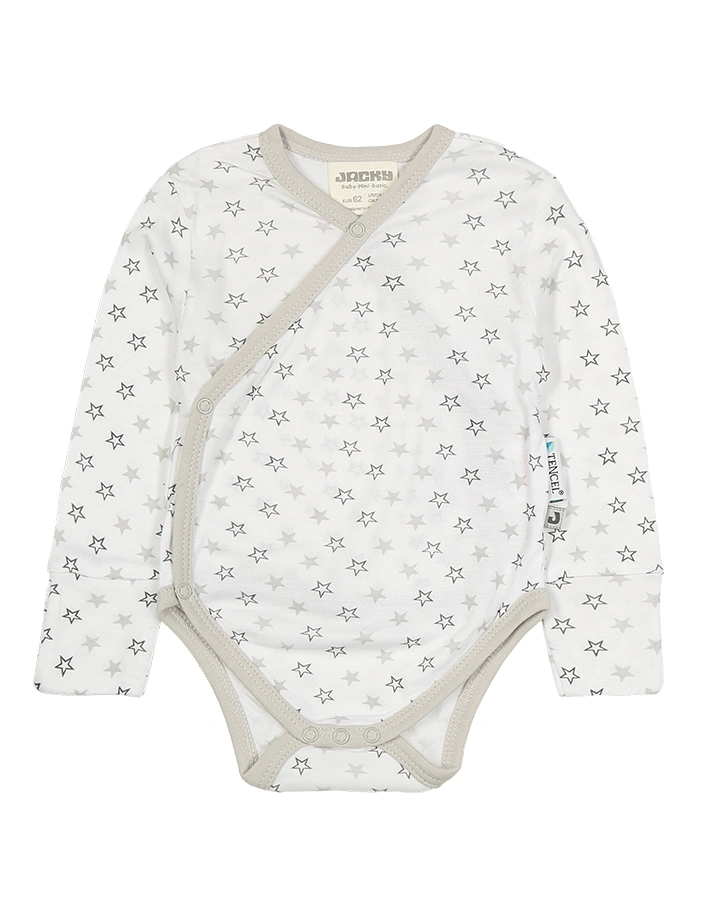 Langarm-Wickelbody BABY BEAR 2er-Pack in weiß/grau