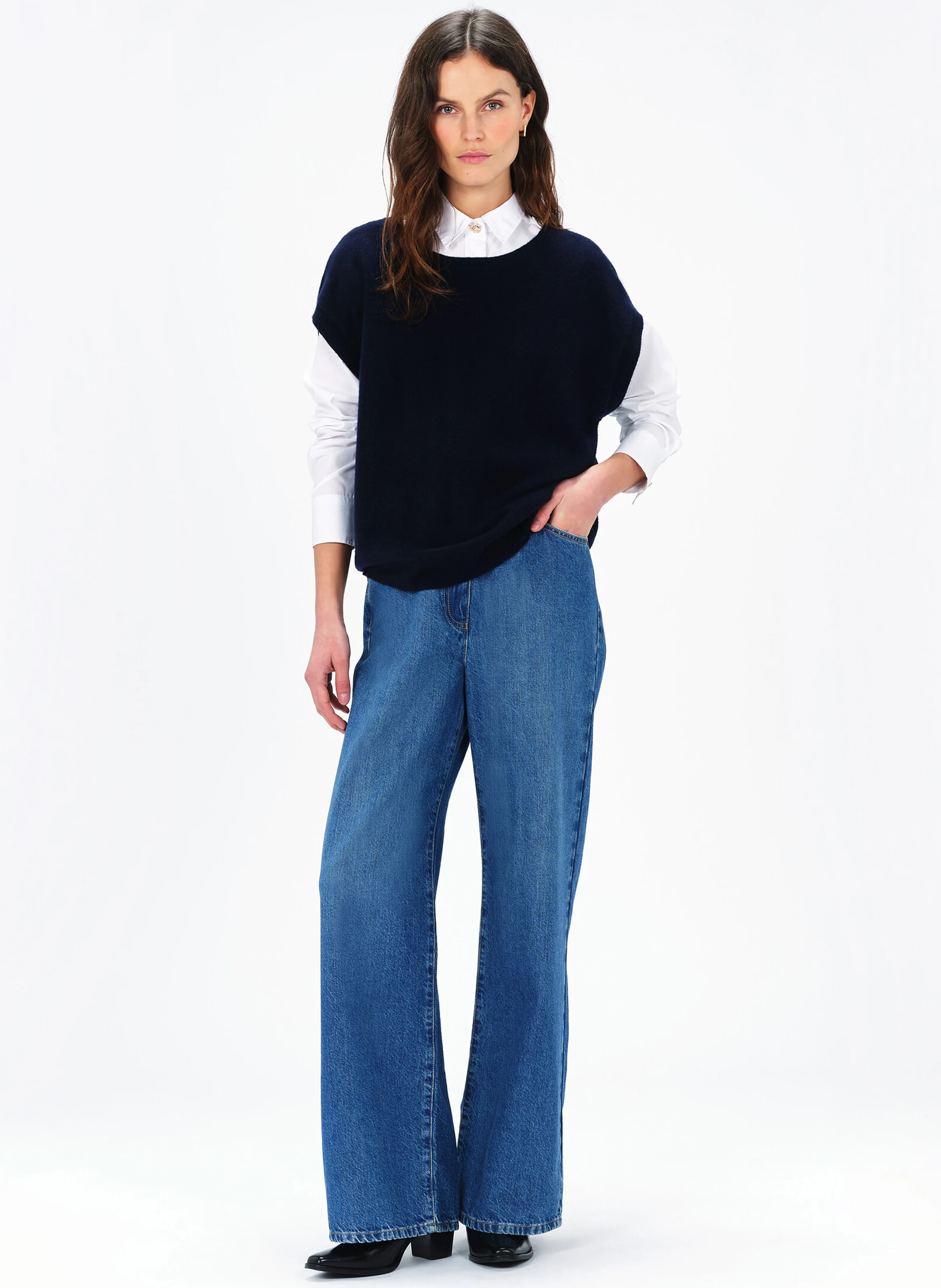 MATHILDE - Pull col rond en laine | Bleu