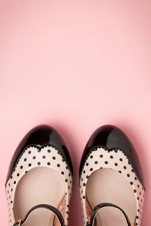 Banned Retro Mary Jane pumps in zwart en beige roze