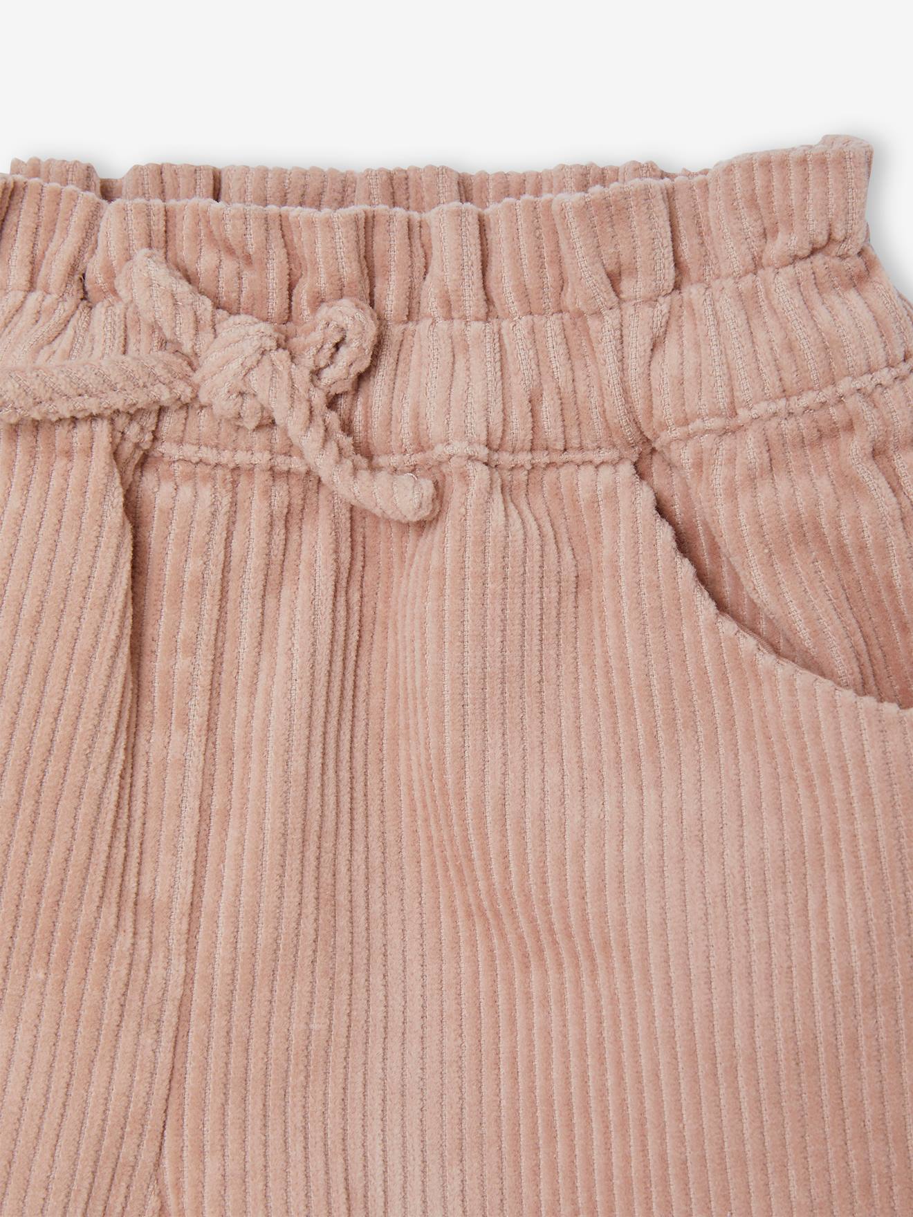 Calções de veludo cotelê rosa para bebé com maquilhagem