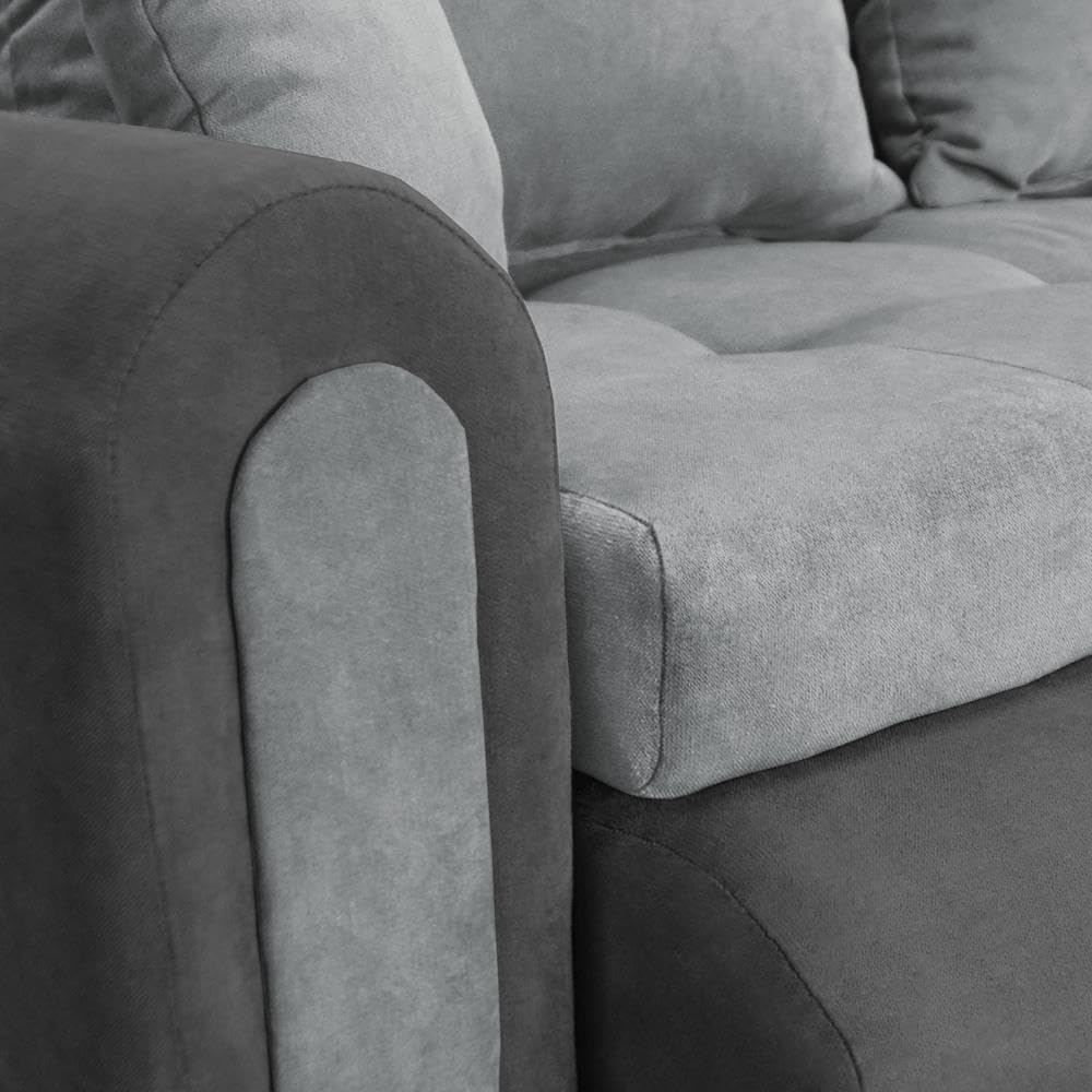 Romeo Ecksofa mit Schlaffunktion und Bettkasten – Modernes L-Sofa 3-Sitzer 232x143x80 cm – Komfortables Schlafsofa aus Premium Stoff Grau-Graphit, platzsparend & elegant fürs Wohnzimmer﻿