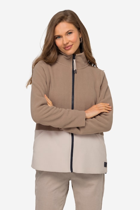 Fleecejacke, Colorblocking, Rundhals, Zipper, Langam, OEKO-TEX