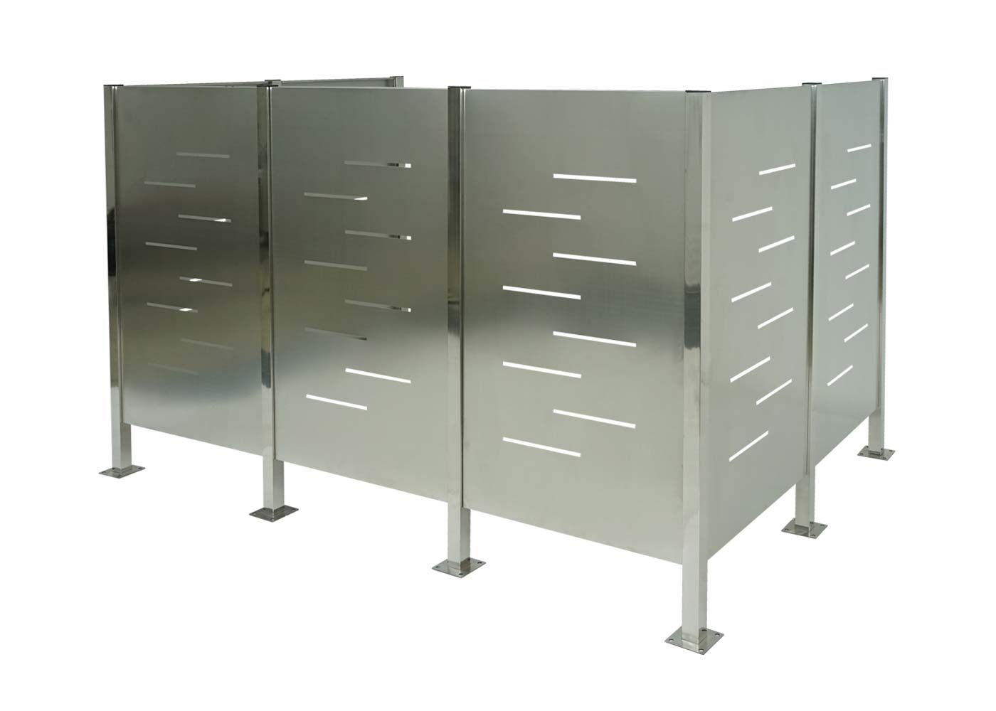 Mülltonnen-Zaun MCW-J55, Mülltonnenverkleidung Mülltonnenaufbewahrung, 150x243x163 Metall ~ Edelstahl