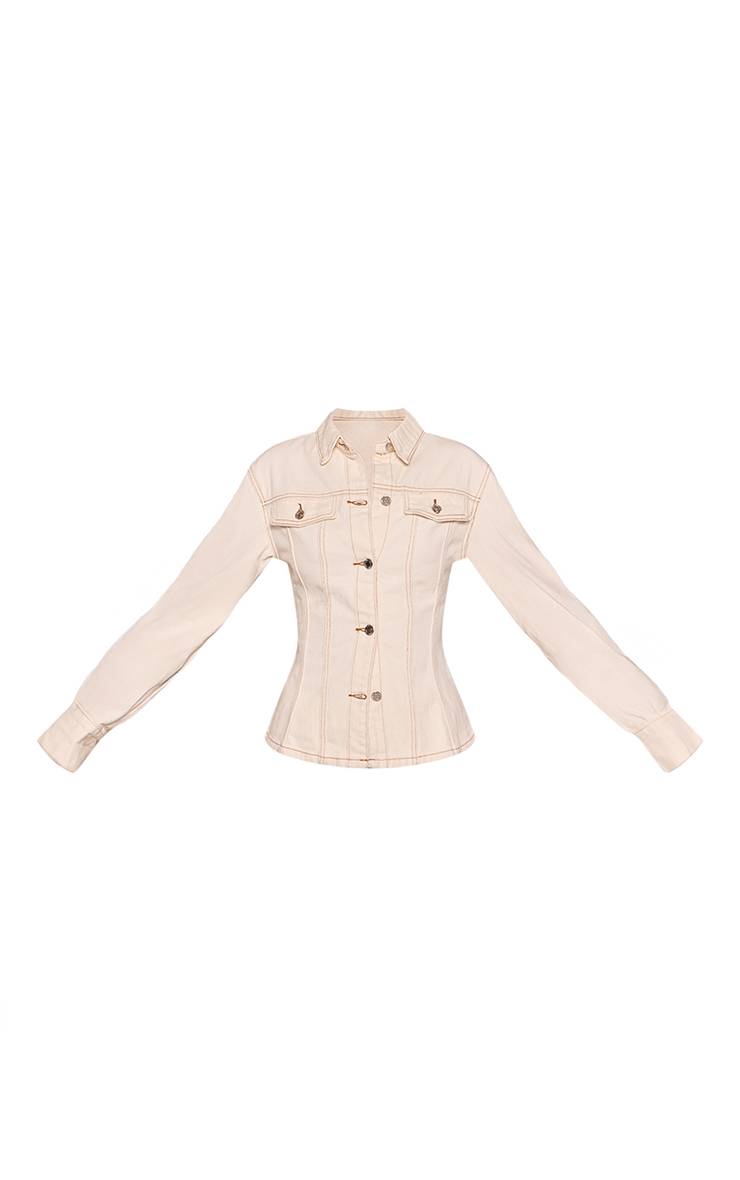 Ecru Chemise En Jean Cintrée À Manches Longues Tall