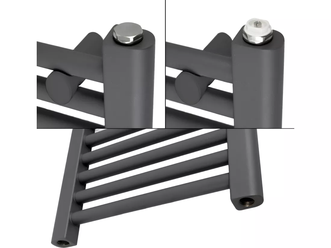 Radiateur électrique pour salle de bain Sahara 500x800 mm Anthracite Raccord latéral courbé