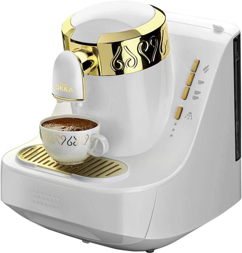 Arzum OKKA OK008-B TURKISH COFFEE MACHINE, fully automatic coffee machine, 2 cups of coffee, White