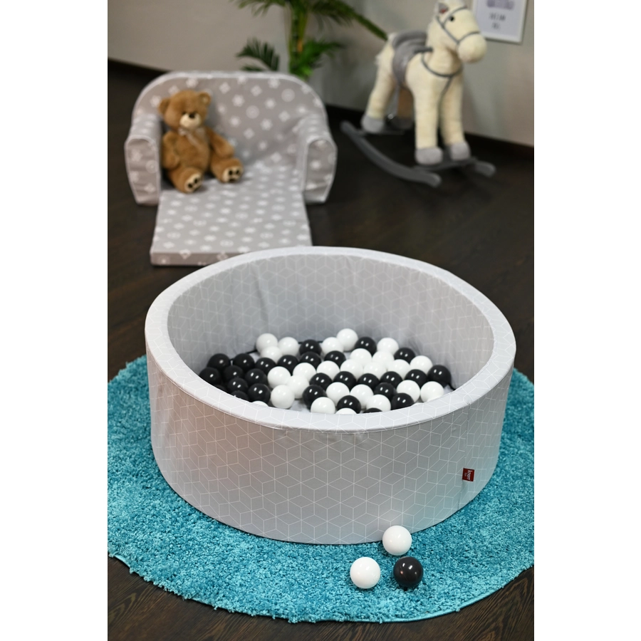 knorr toys® Bällebad soft - Geo cube grey - 100 balls greycreme grau