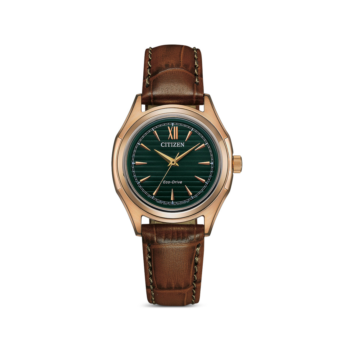 Montre CITIZEN platform classic femme eco-drive acier doré jaune bracelet cuir marron