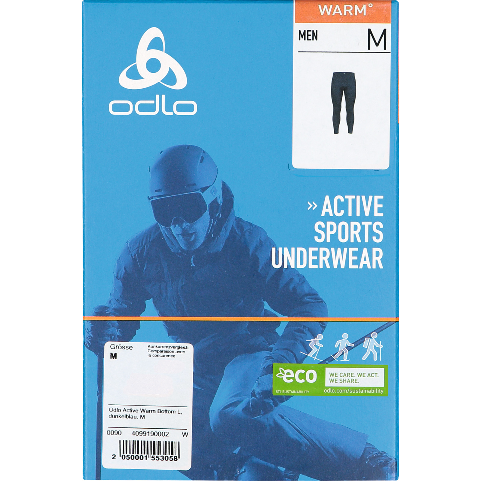 Odlo Active Warm Herren-Thermohose Bottom Long M, dunkelblau