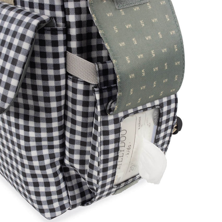 Sac à dos à langer I Love Vichy + tapis noir
