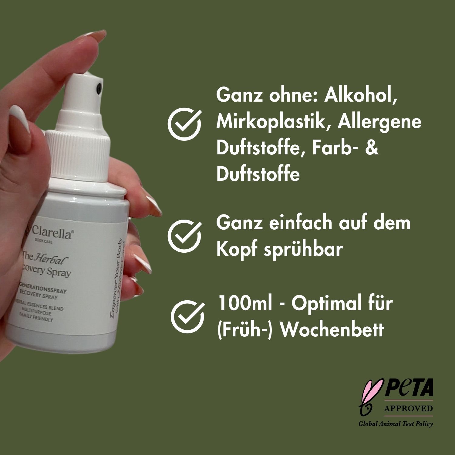MyClarella® Regenerationsspray / Intimpflege mit Calendula & Hamamelis - The Herbal Recovery Spray