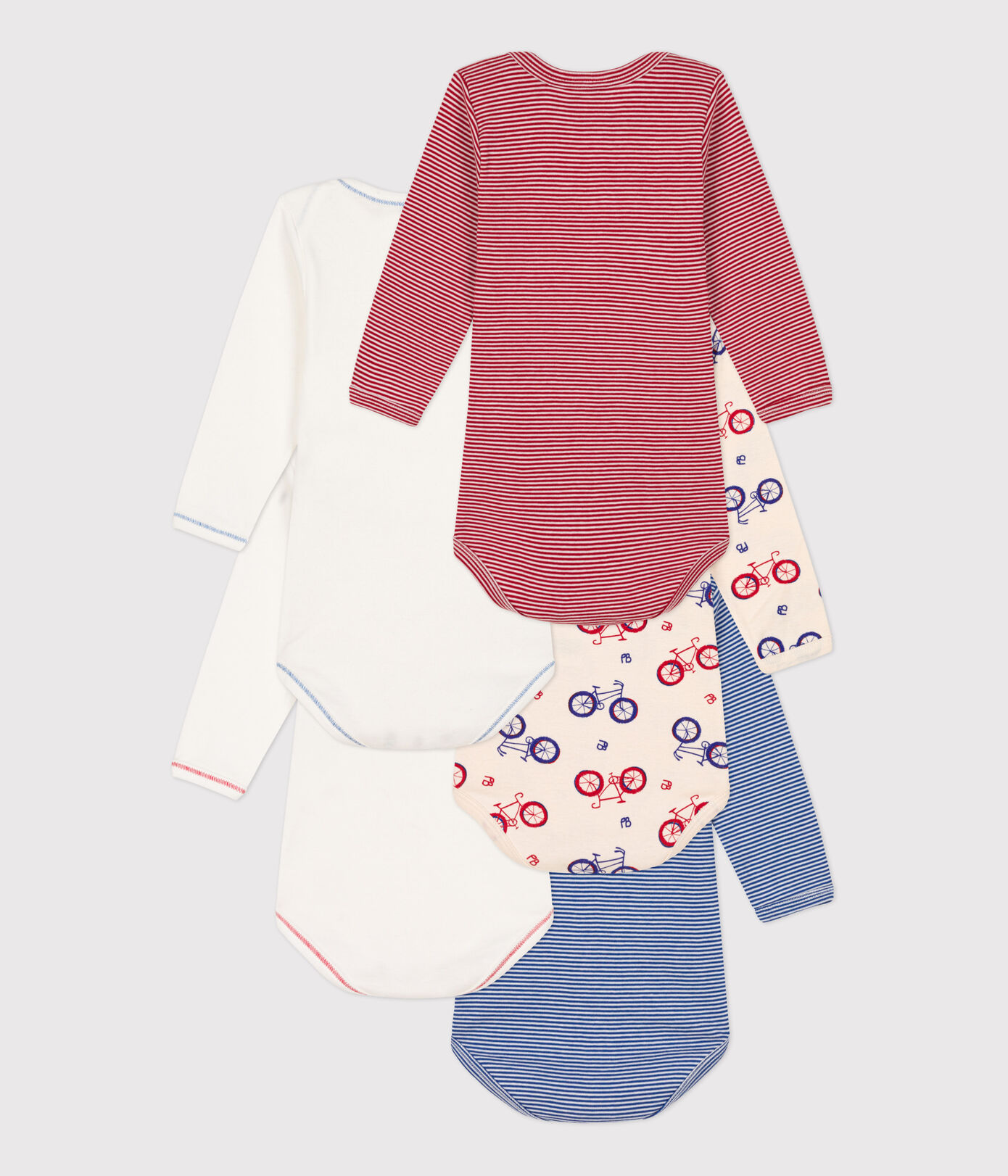 Lot de 5 bodies manches longues vélo bébé en coton