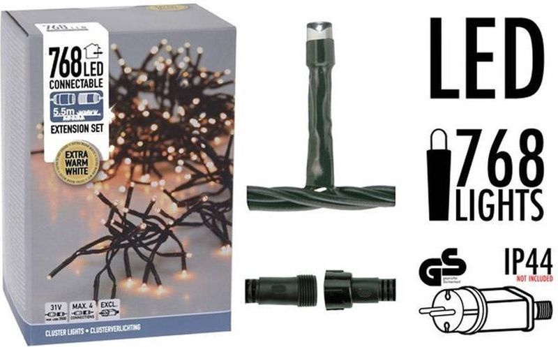 Koppelbare Clusterverlichting - 768 LED - 5.5m - extra warm wit