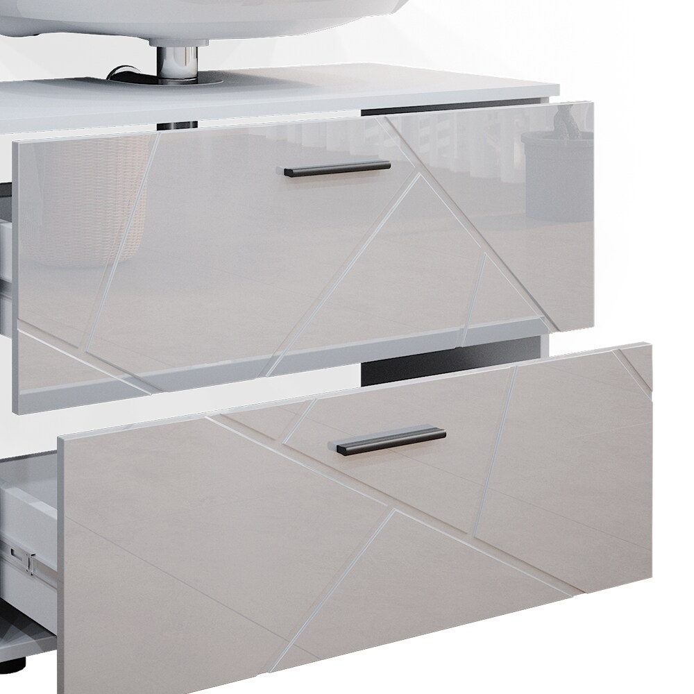 Vicco Waschtischunterschrank Badschrank Badezimmerschrank Irma Weiß 80 cm Hochglanz