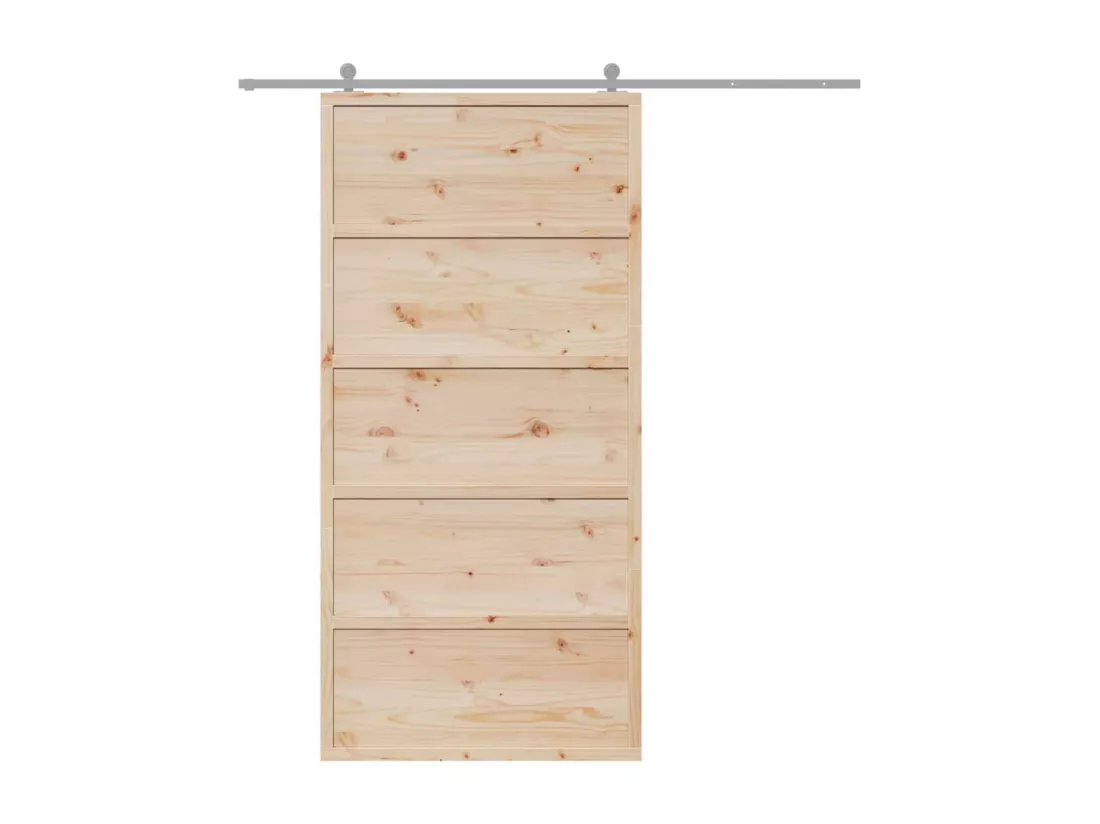 Porte de grange 100x208 cm bois massif de pin