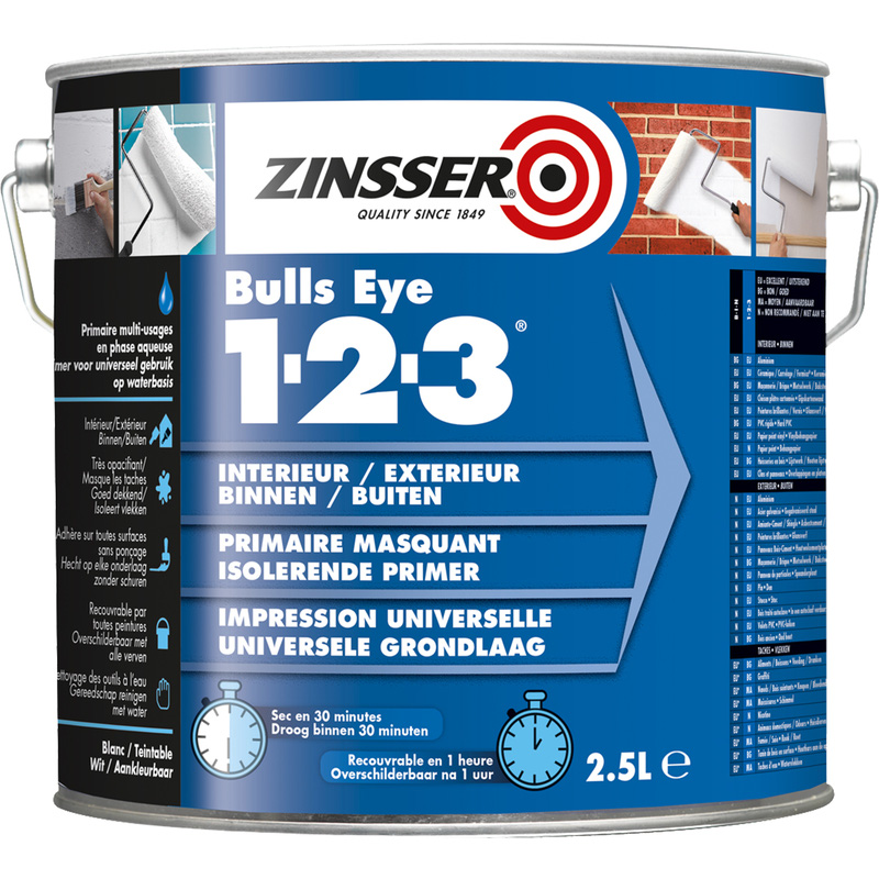 Zinsser bulls eye 1-2-3 primer 2.5L wit