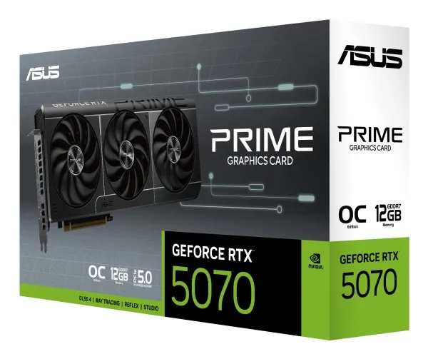ASUS PRIME GeForce RTX 5070 12GB - OC Edition - grafikkort - GeForce RTX 5070 - 12 GB GDDR7 - PCI Express 5.0 - 3 x DisplayPort, HDMI