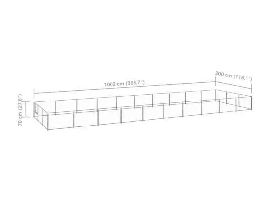 Chenil extérieur cage enclos argenté 1000 x 300 x 70 cm 02_0000265
