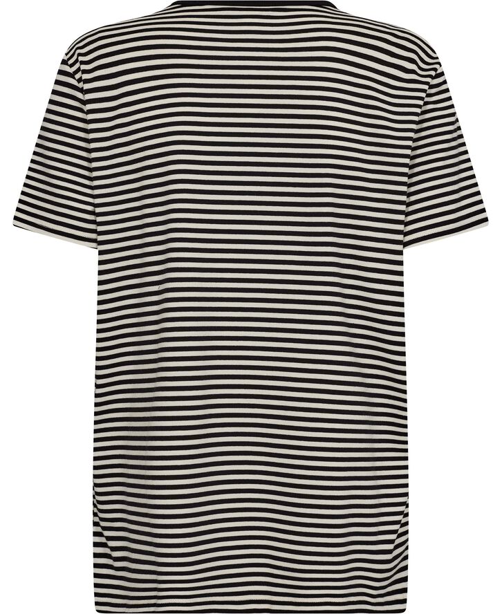 Lauren Ralph Lauren Striped Stretch Cotton Crewneck Tee Black/mascarpone cream