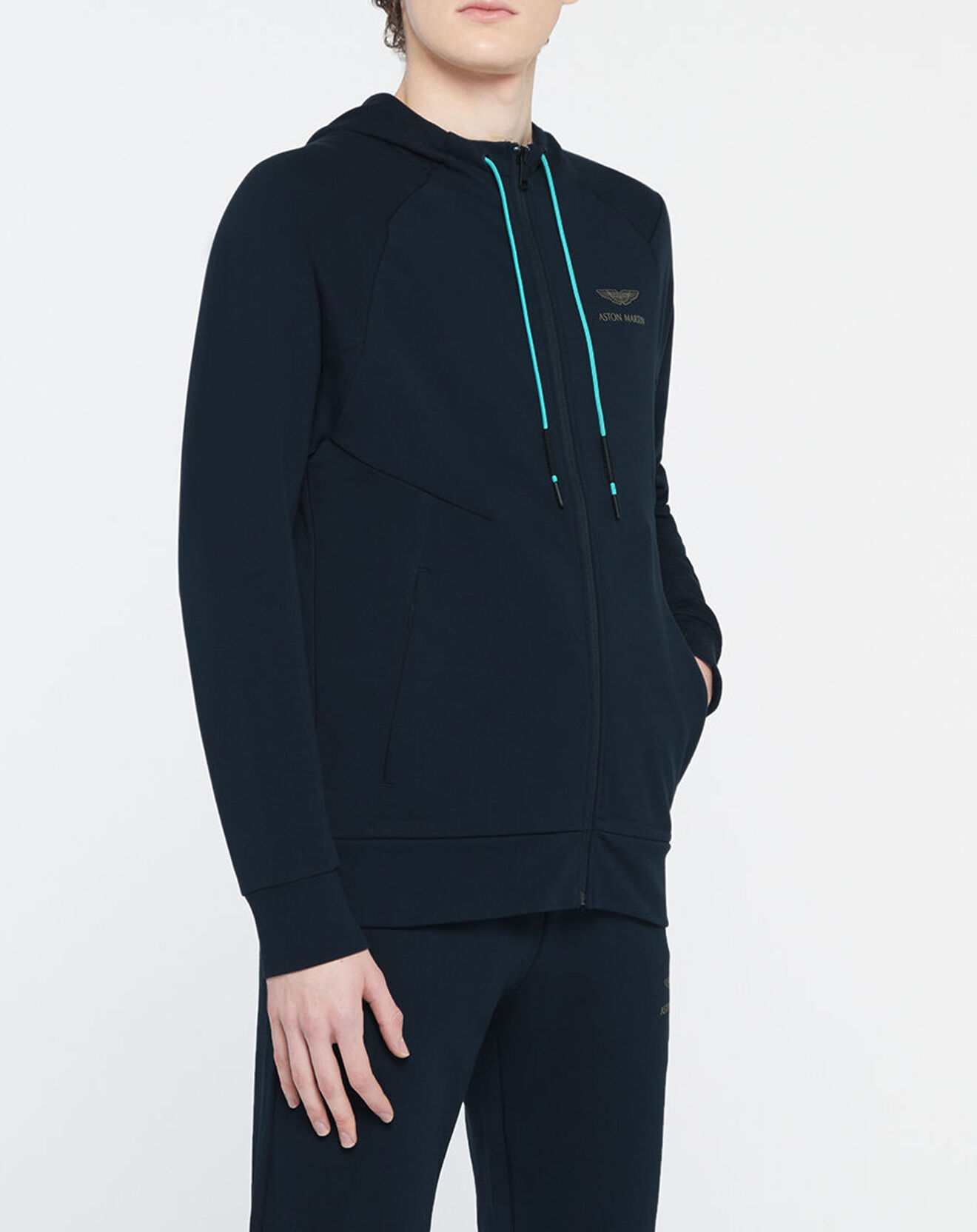 Hackett London Sweat zippé à capuche Aston Martin Racing bleu marine