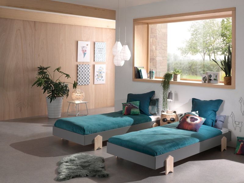 Vipack - Modulo Arrow - Eenpersoonsbed - Grijs - Stapelbaar - 90x200