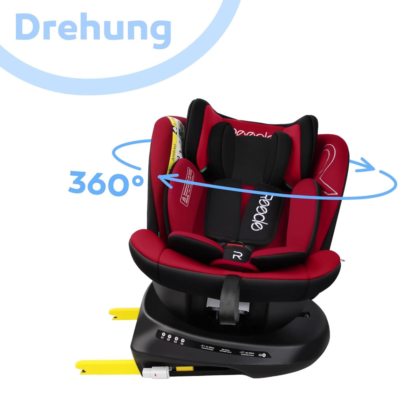 Reecle 360 Drehbar i-Size Kindersitz mit ISOFIX 40-150 cm (0-36 kg) Reboarder, ab Geburt -12 Jahre, ECE R129
