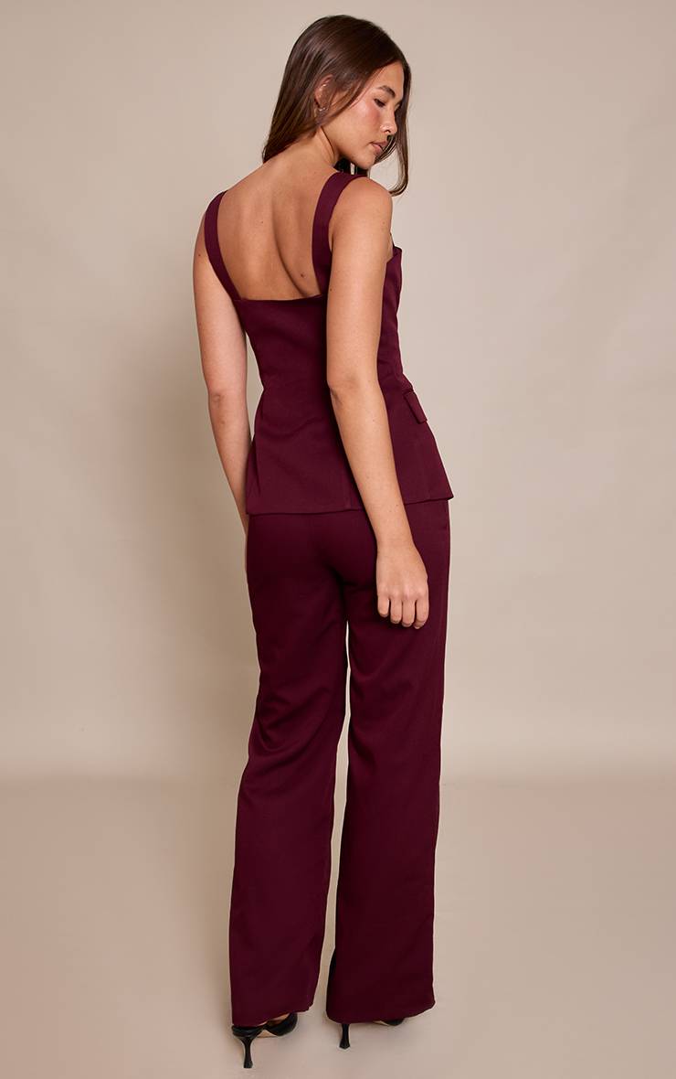 Dark Plum Pantalon À Détails De Coutures Prune Foncé