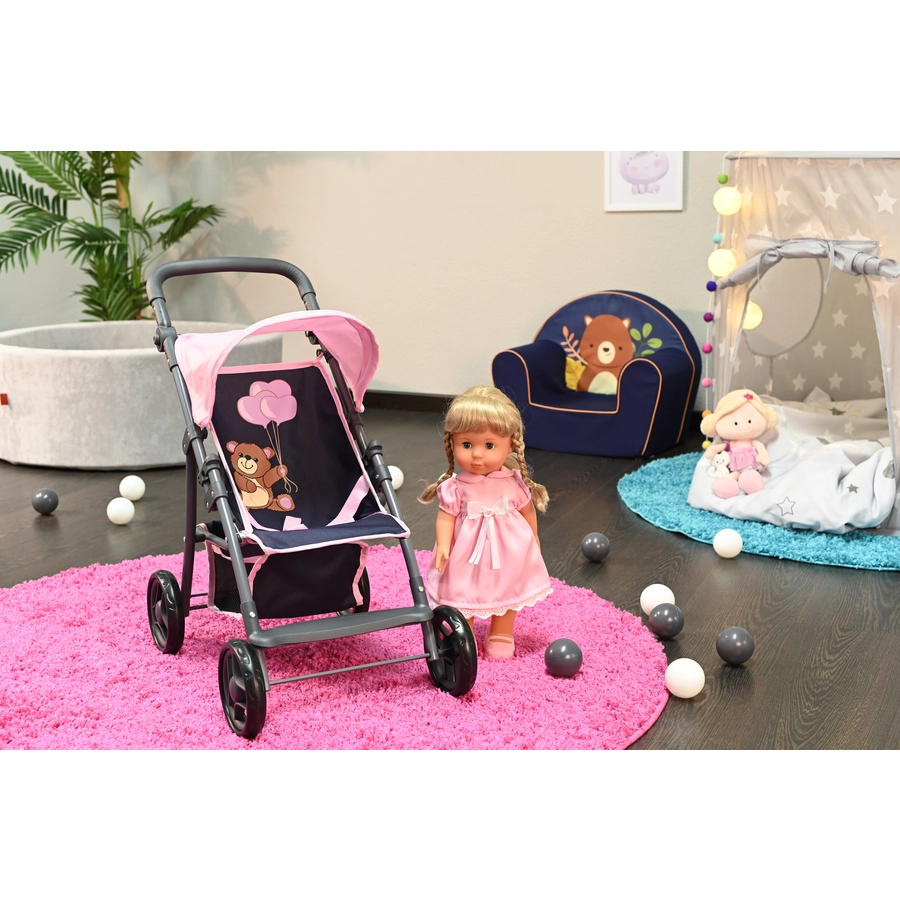 knorr toys® Puppenbuggy Liba - Navy pink bear blau