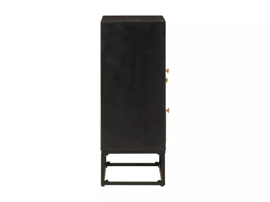 Buffet noir 55x30x76 cm bois massif de manguier et fer