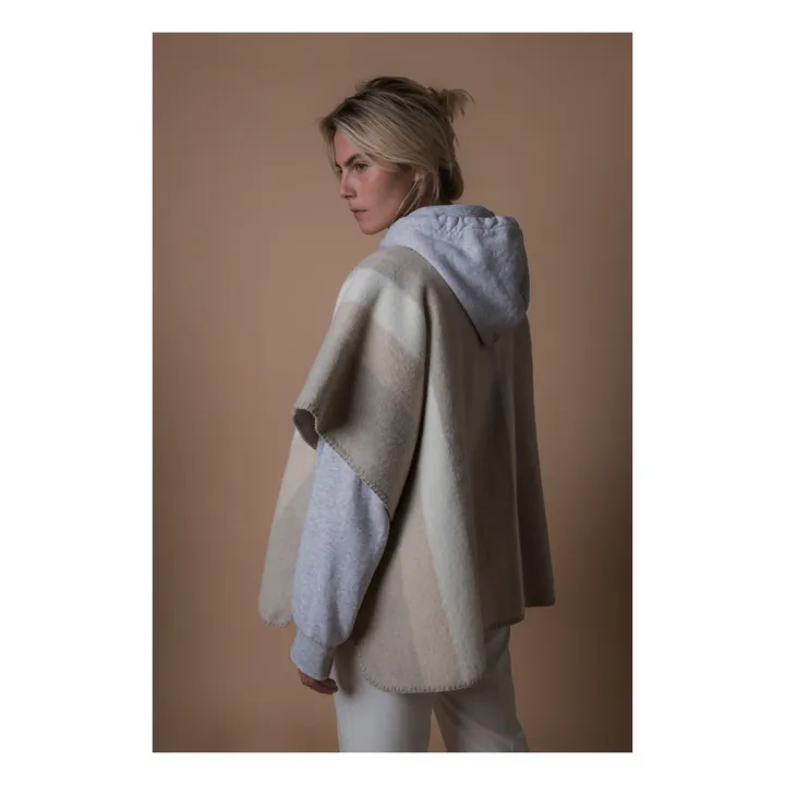 La Méricaine Poncho Long Mothearl Laine Recyclée | Beige