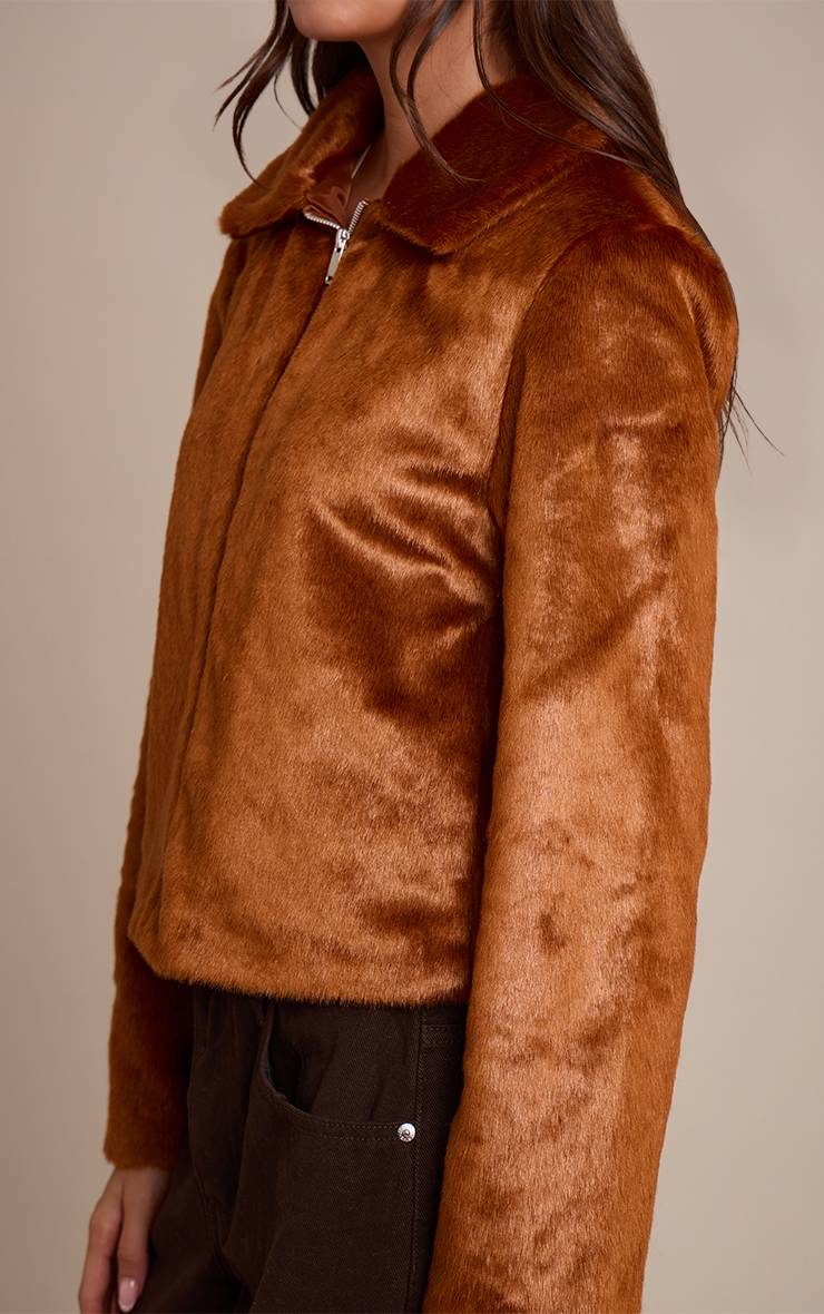 Marron Veste Courte En Synthétique