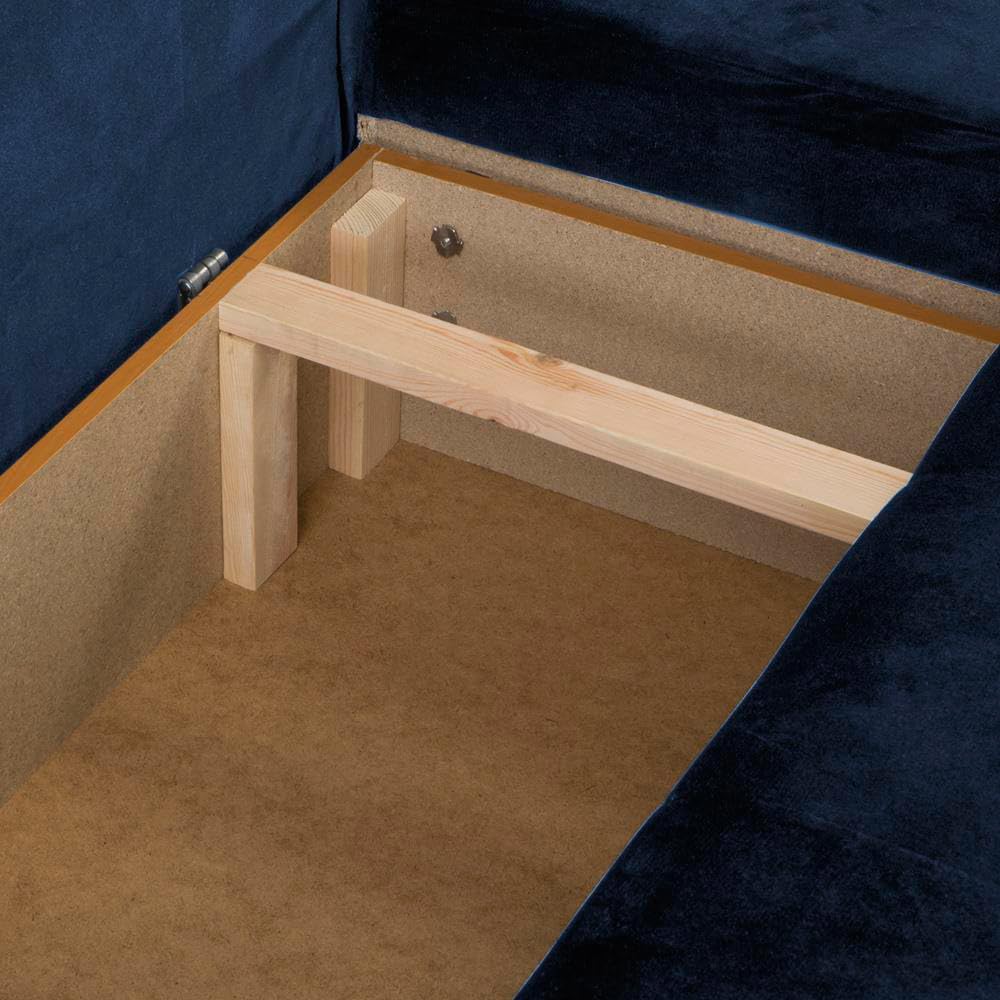 Santana Ecksofa mit Schlaffunktion und Bettkasten - Sofa mit 3 Sitzen und Robustem Überzug - Schlafcouch L-Form Universal - Modern Couch - 265x143x83 cm (Stoff Basic, Marine)