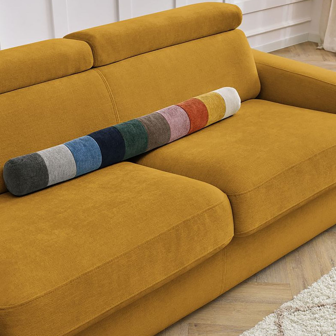 Bobochic Canapé convertible monaco ouverture express tissu lisse jaune - 195x99 cm