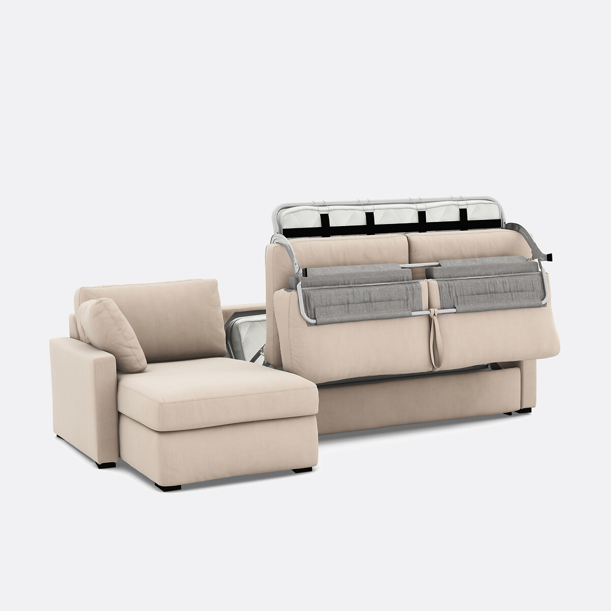 LA REDOUTE INTERIEURS<br>Sofá cama de canto em bombazina fina, Bultex, Timor