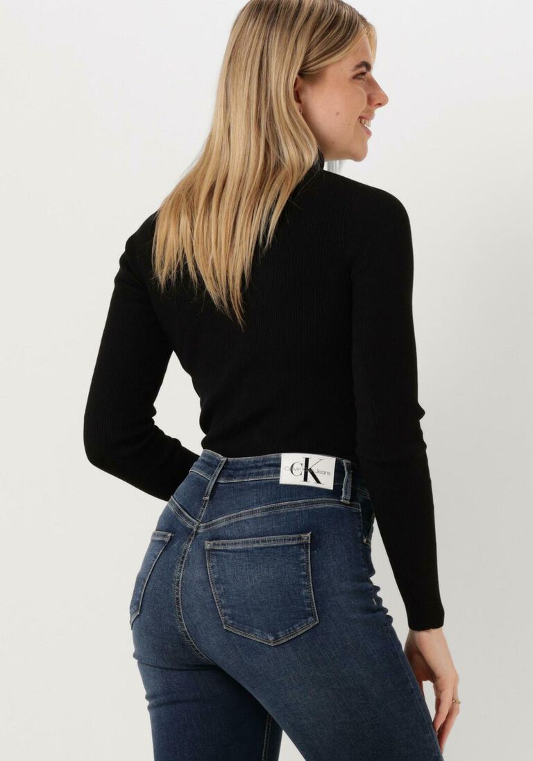 CALVIN KLEIN zwarte calvin klein coltrui badge roll neck sweter